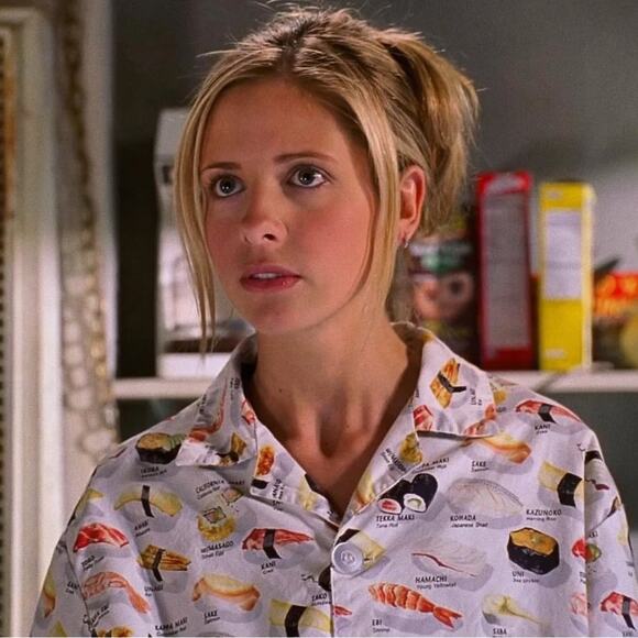 90’s y2k Sushi Pajama Shirt Sz Small Same Print Worn by Buffy BTVS 4x14 - Picture 4 of 8